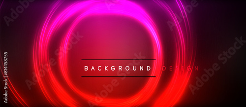 Colorful neon circles in violet, magenta, and electric blue hues illuminate a dark background. A modern fusion of automotive lighting and technology design