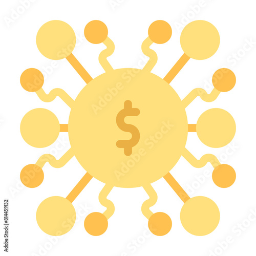 Coin Icon With Flat Color Style