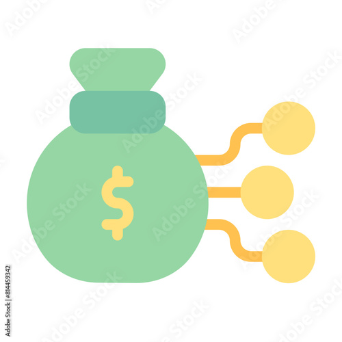 E Money Icon With Flat Color Style