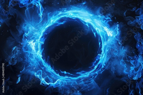 a beautiful blue ring of fire on a dark background
