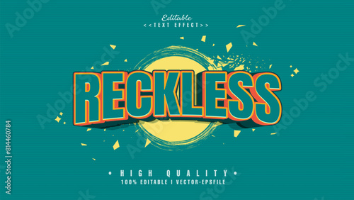 editable 3d reckless text effect.typhography logo