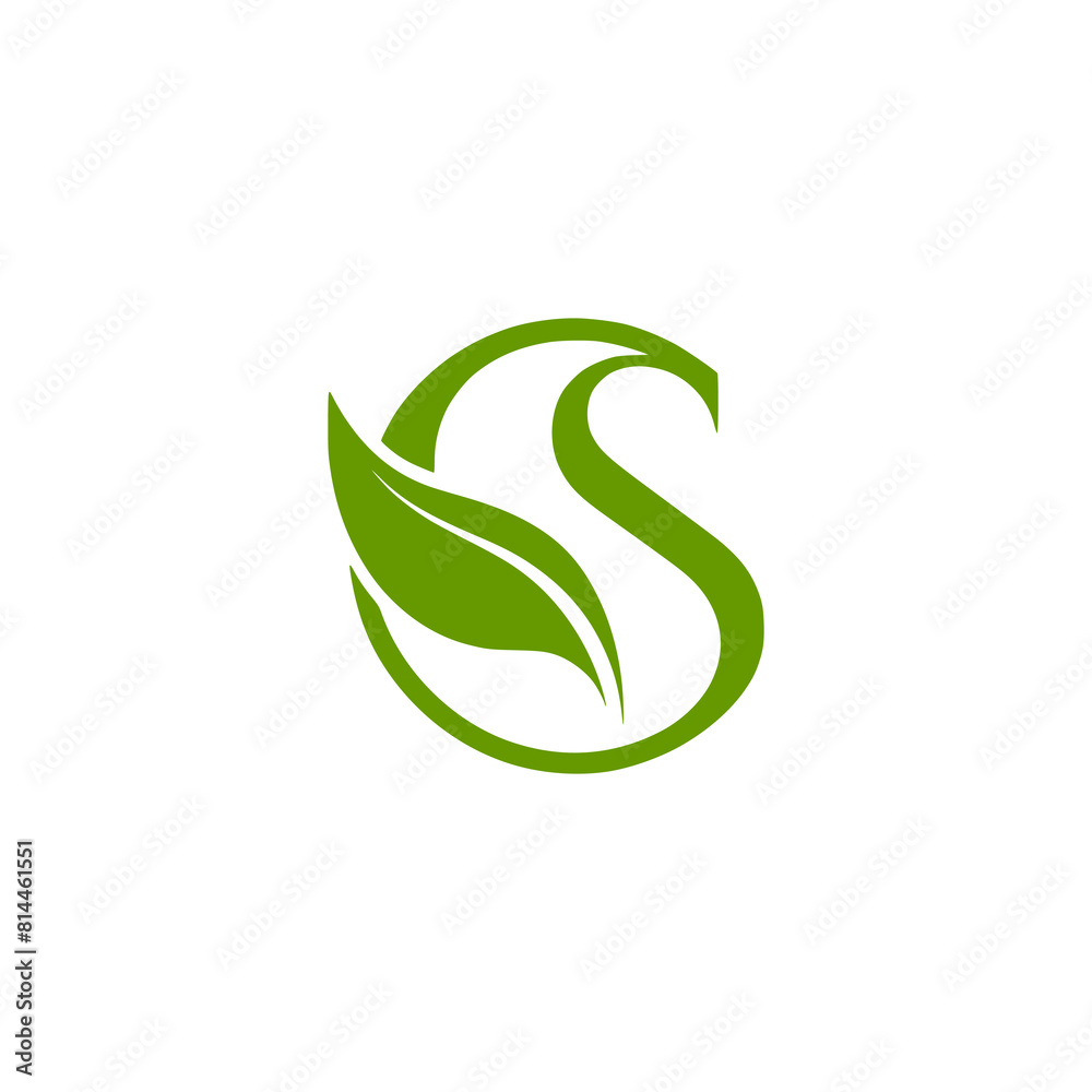 Letter C S leaf logo design concept Letter C S leaf logo design concept