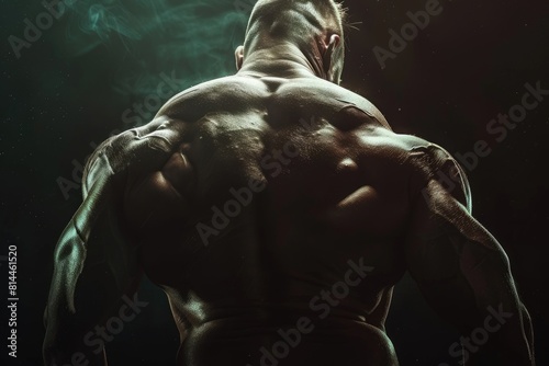 background of bodybuilder who consistently do weight training. bodybuilder back muscles photo