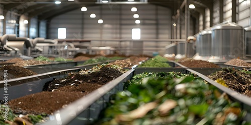 Innovative Waste Management Practices at Cutting-Edge Composting Facility. Concept Waste Reduction  Composting Innovation  Sustainability  Green Practices  Recycling Solutions