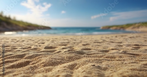 beautiful sandy beach with blue ocean wave background. summer backdrop