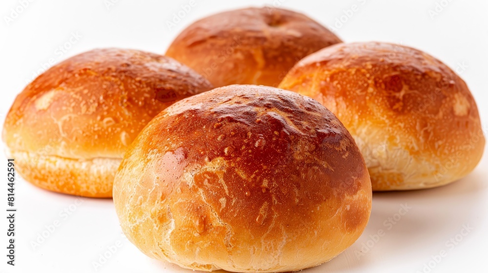 Close-up shot of potato buns, showcasing their fluffy, tender texture and subtle potato flavor, perfect for burger ads, isolated background Close-up shot of potato buns, showcasing their fluffy, tender texture and subtle potato flavor, perfect for burger ads, isolated background