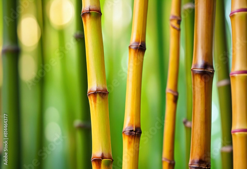 Golden bamboo shoots against a blurred background  emphasizing the natural beauty and texture of bamboo