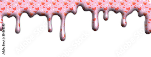 Pouring pink hearts  icing, glue with love, fluid edge, colored liquid, 3d effect, three-dimensional, party decoration, card, scrapbooking, sublimation
