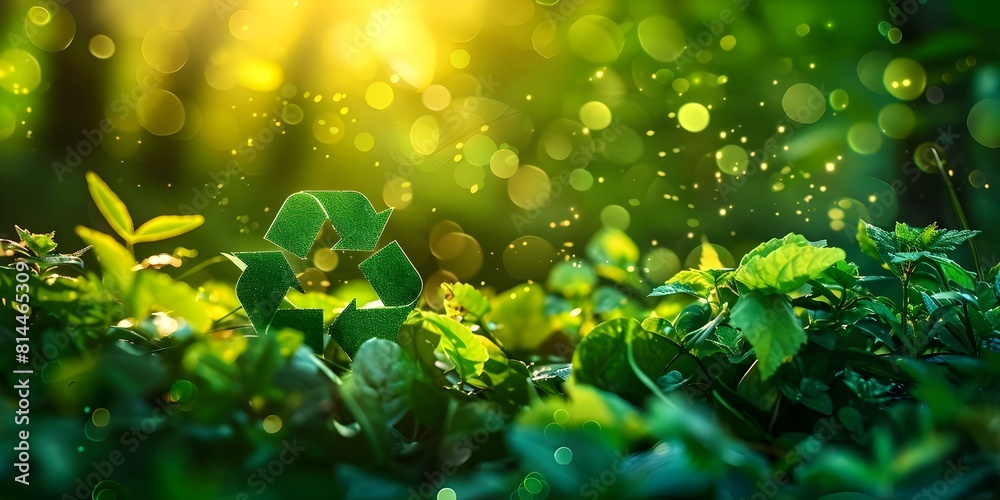 Protecting the World: Green Recycle Symbol and Zero Emissions Background. Concept Environmental Conservation, Recycling Initiatives, Sustainable Practices, Green Lifestyle, Eco-Friendly Campaigns