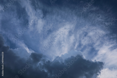 Summer blue sky cloud gradient light white background. Beauty clear cloudy in sunshine calm bright winter air bacground. Gloomy vivid cyan landscape in environment day horizon skyline view spring wind