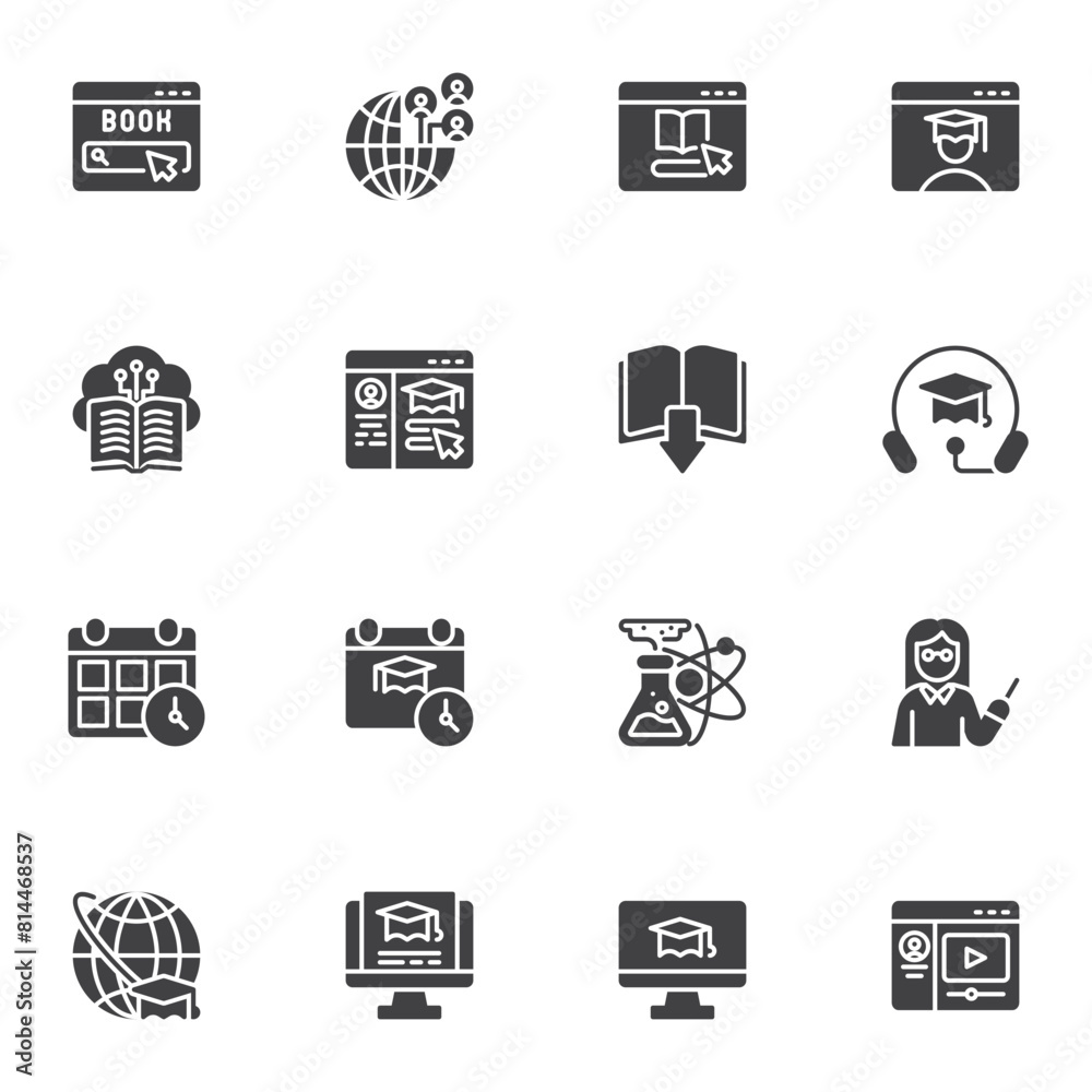 Online education vector icons set