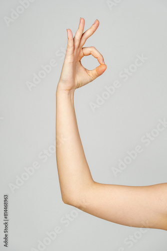 Young Woman Arm with Gesture close up