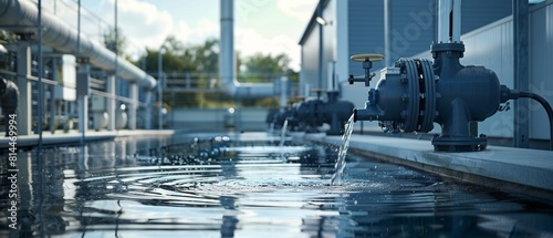 The sewage pump setup is a model of efficient wastewater management, with its wellorganized pipes and electrical connections ensuring reliable operation  8K , high-resolution, ultra HD,up32K HD