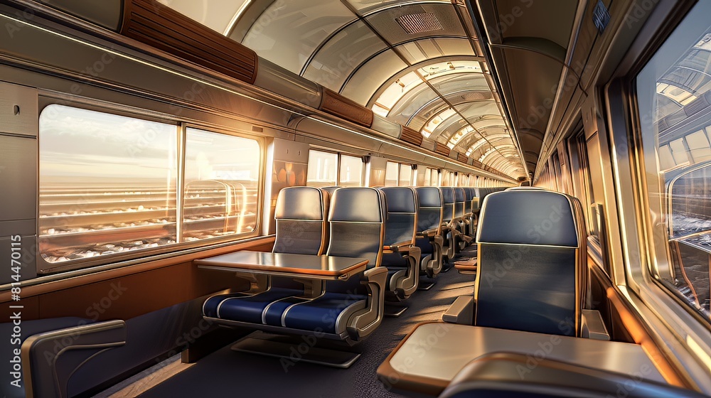Obraz premium Cross-Country Travel: From coast to coast, the train crisscrosses vast expanses of land, providing travelers with a convenient and comfortable means of cross-country transportation