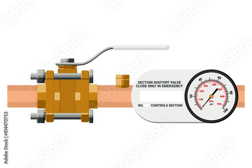 Medical gas Shut Off Valve panel, Hospital Area Valve Box Combined with Medical Gas Alarm System. Flat design.