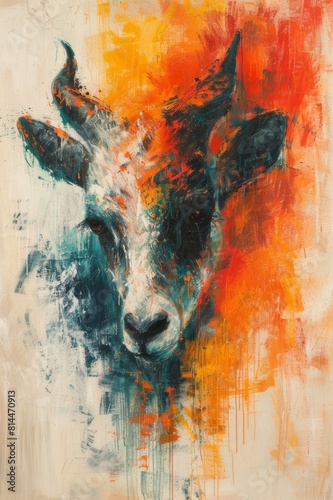 impressionisme goat animal pastel colors abstract artwork