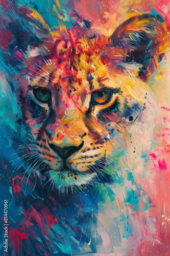impressionisme lion animal pastel colors abstract artwork