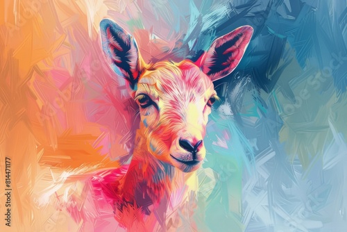 impressionisme goat animal pastel colors abstract artwork © Femke