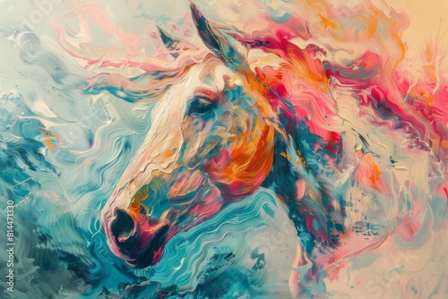 horse, impressionisme animal pastel colors abstract artwork photo