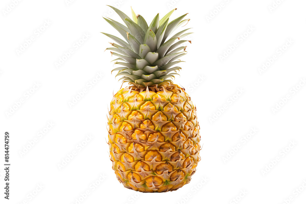 A golden pineapple isolated on black background.