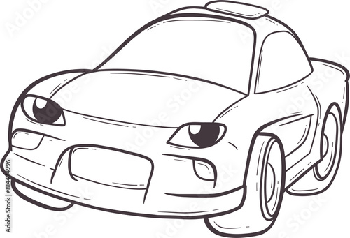 outline cartoon car with a smiling face