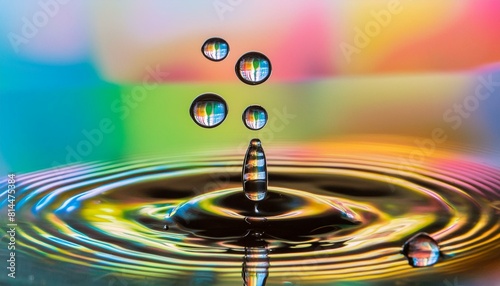 Macro close-up image of oil droplets in water