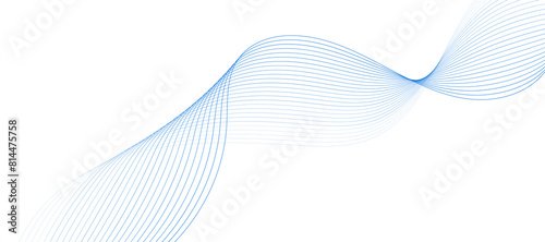 Abstract modern background with blue wavy lines and particles. Technology backdrop.

