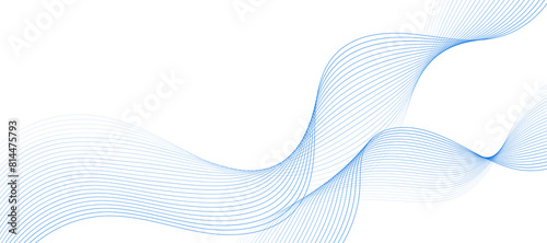Abstract modern background with blue wavy lines and particles. Technology backdrop. 