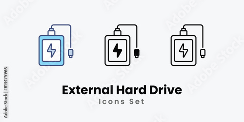 External Hard Drive Icons thin line and glyph vector icon stock illustration