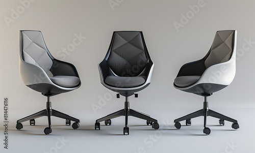 Dynamic Office Chairs Displayed in High-Contrast Lighting photo
