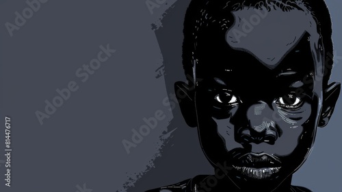A black child confidently stares at the camera