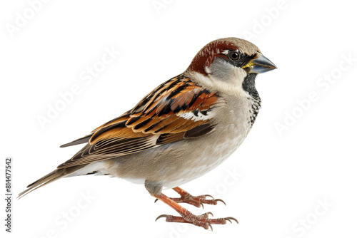 Sparrow Standing on White Background