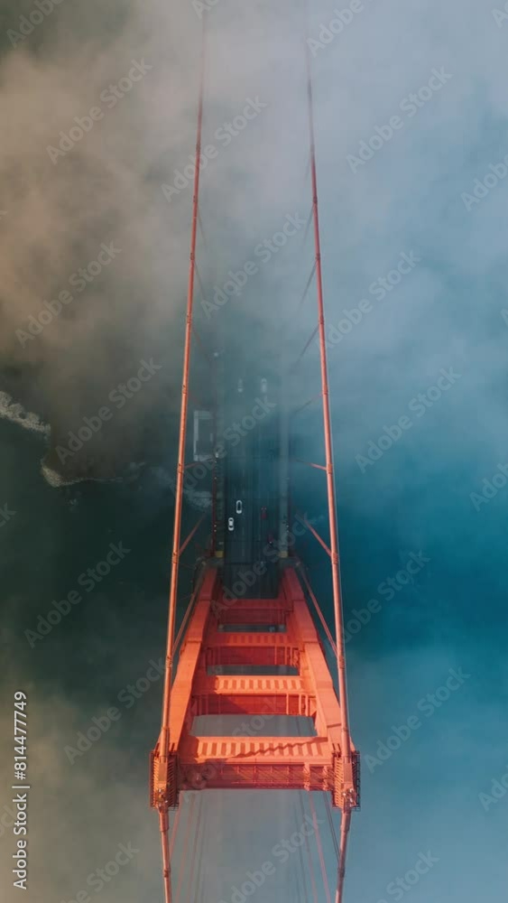 Vertical Screen: The Top View of the Golden Gate Bridge Shrouded in a ...