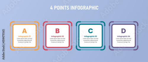 4 point stage or step infographic template with square box and outline accessories for slide presentation