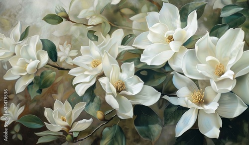Serene white magnolia blossoms on a soft background