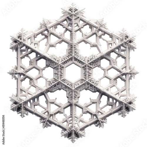 ai-generated item, rare, odd, high, sectored plate hexagonal snowflakes with branch like structures in each section, isai-generate photo