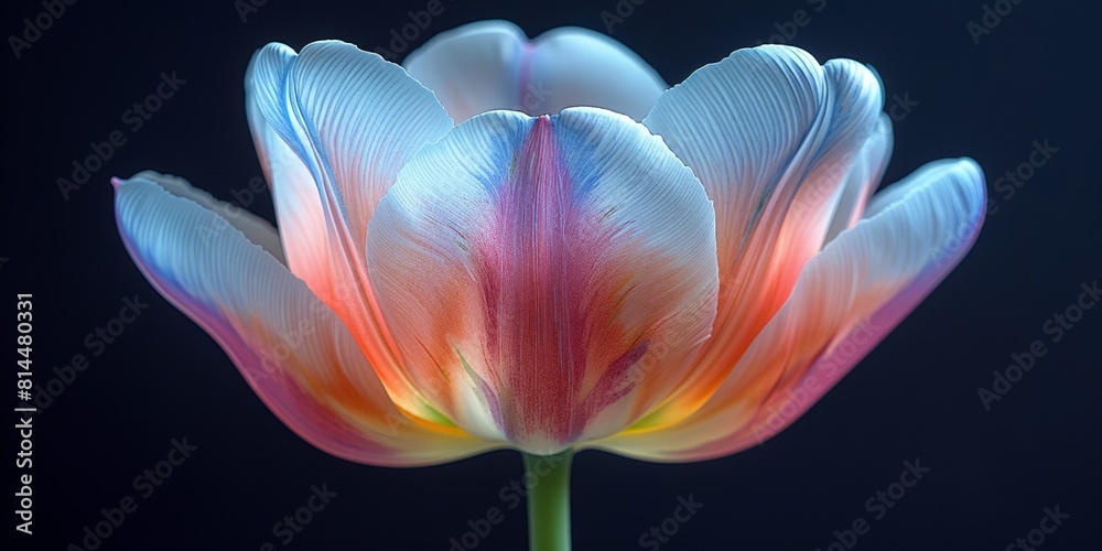Close-up of bright pink tulip petals on a black background. Close-up of bright pink tulip petals on a black background.