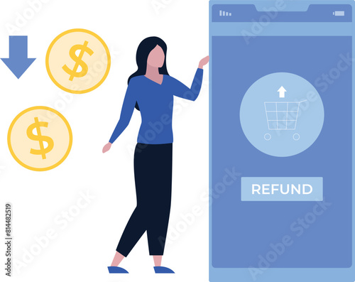 The girl is getting a refund.