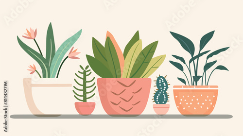 I love plants vector cartoon illustration. House plan