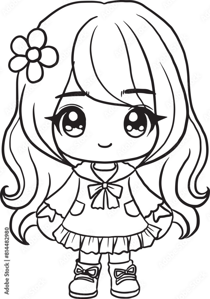 Kawaii girl, cartoon character, cute lines and colors, coloring page
Kawaii girl, cartoon character, cute lines and colors, coloring page