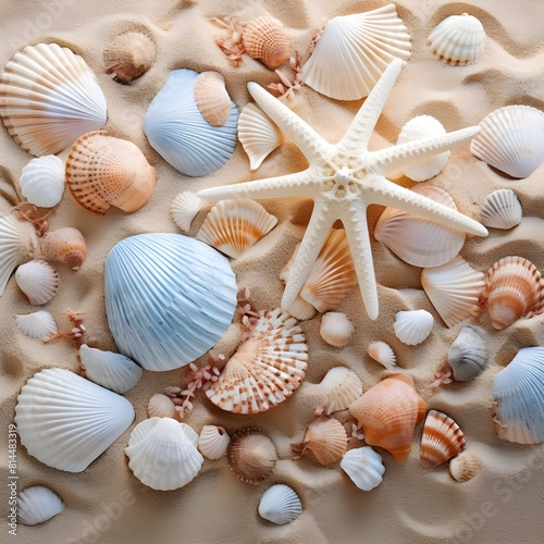 A collection of shells including starfish  starfish  and starfish. 
