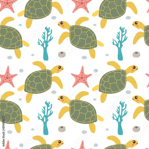 Oceanic turtle pattern. Vector illustration , perfect for wallpaper, fabric, or thematic designs.