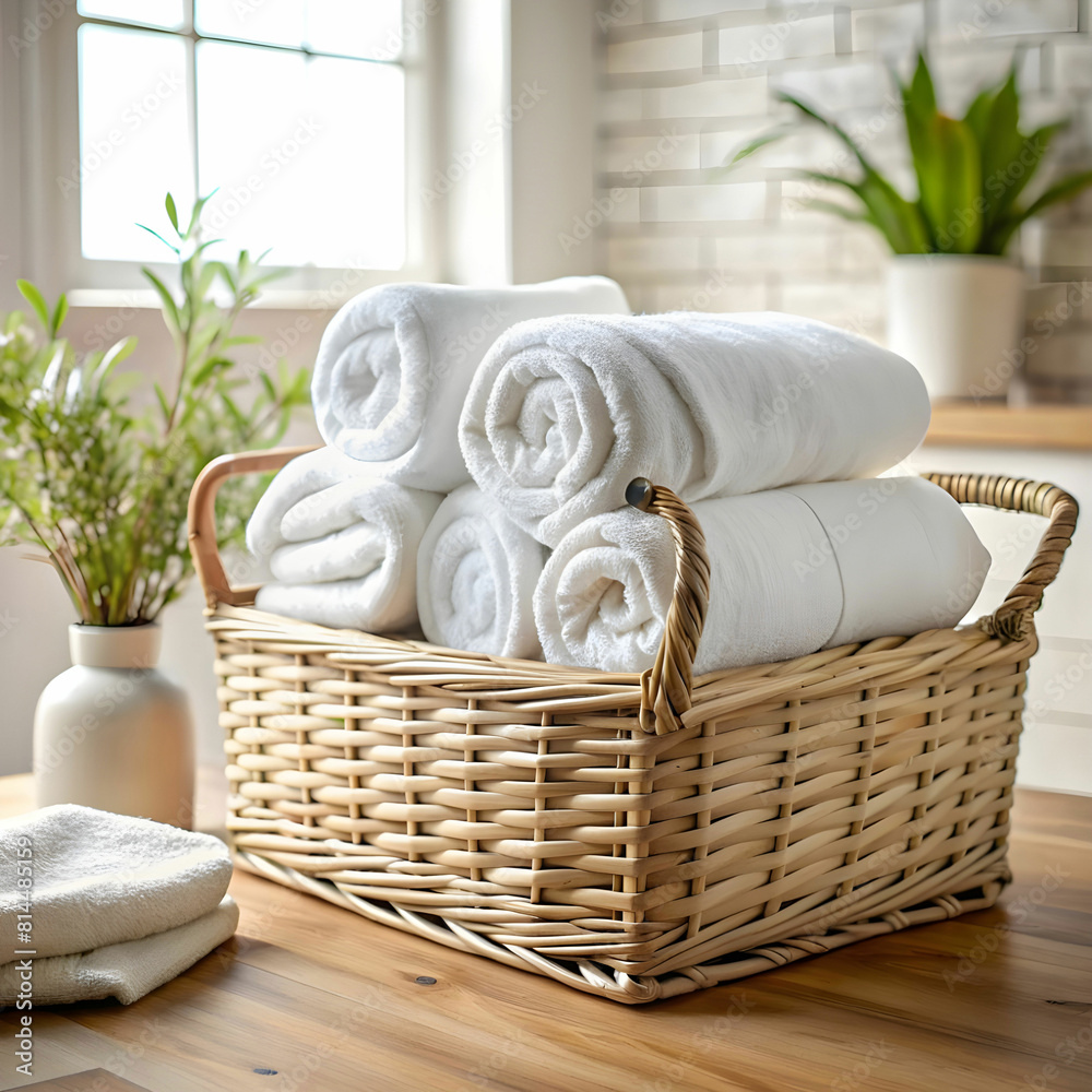 Laundry basket with towels. washing machine in the background. professional photo. Laundry basket with towels. washing machine in the background. professional photo.