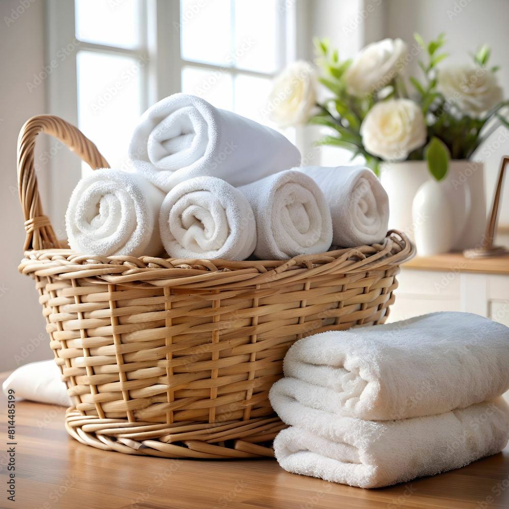 Laundry basket with towels. washing machine in the background. professional photo. Laundry basket with towels. washing machine in the background. professional photo.