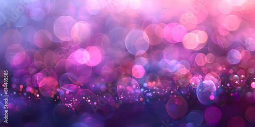 Dark blue gradient background with pink and purple textures sparkly bokeh circles and glowing lights, Glitter gold bokeh Colorful Blurred abstract background for anniversary, 