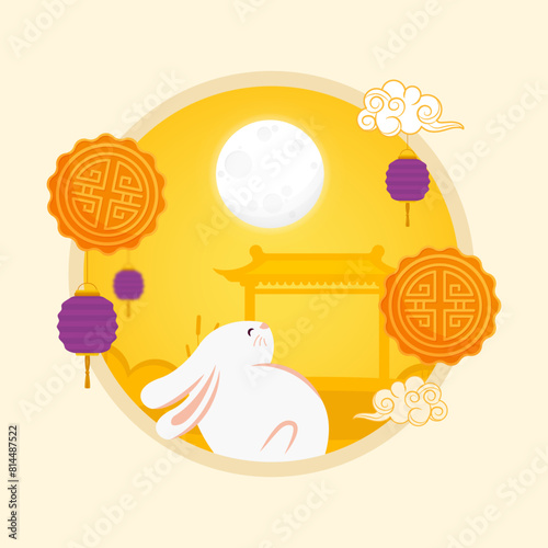 Mid autumn festival illustration layout social media post
