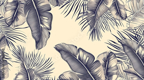 Modern poster with tropical black and gold palm leaves and exotic flower. Tropical cover design abstract palm leaf pattern. Invitation card for a wedding ceremony or holiday sale.