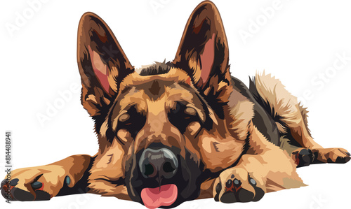 German shepherd lying on the floor its tongue out, Gsd, German shepherd vector