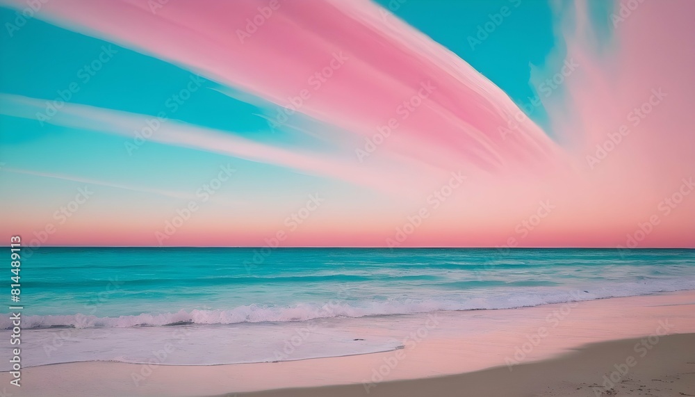 A beach scene with turquoise waters and a sky stre upscaled_3