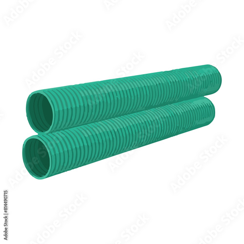 Stainless steel, metallic pipes, plumbing fittings. Water, fuel or gas supply system, oil refinery industry pipeline, house sewer bolted sections, parts isolated, 3d realistic vector illustration set